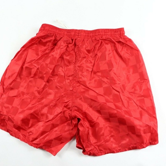Vintage New Nylon Checkered Soccer Shorts Red Mens - Picture 4 of 7